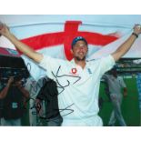 Cricket Steve Harmison Signed 10x8 inch Colour Photo, Dedicated. Signed in black ink. Good