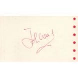 Monty Python Actor John Cleese Signed 5x3 inch Signature Piece. Signed in Red Ink. Good condition.