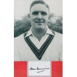 Cricket Legend Alan Davidson Signed Signature Piece with 10x8 inch Black and White Photo. Signed