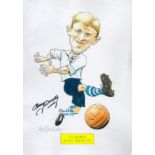 Football Tommy Docherty Signed Bob Bond 2009 Colour Artwork, A4 Size. Signed in black ink by