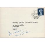 John Stonehouse Signed on front of envelope addressed to Barnet and District Philatelic Society.