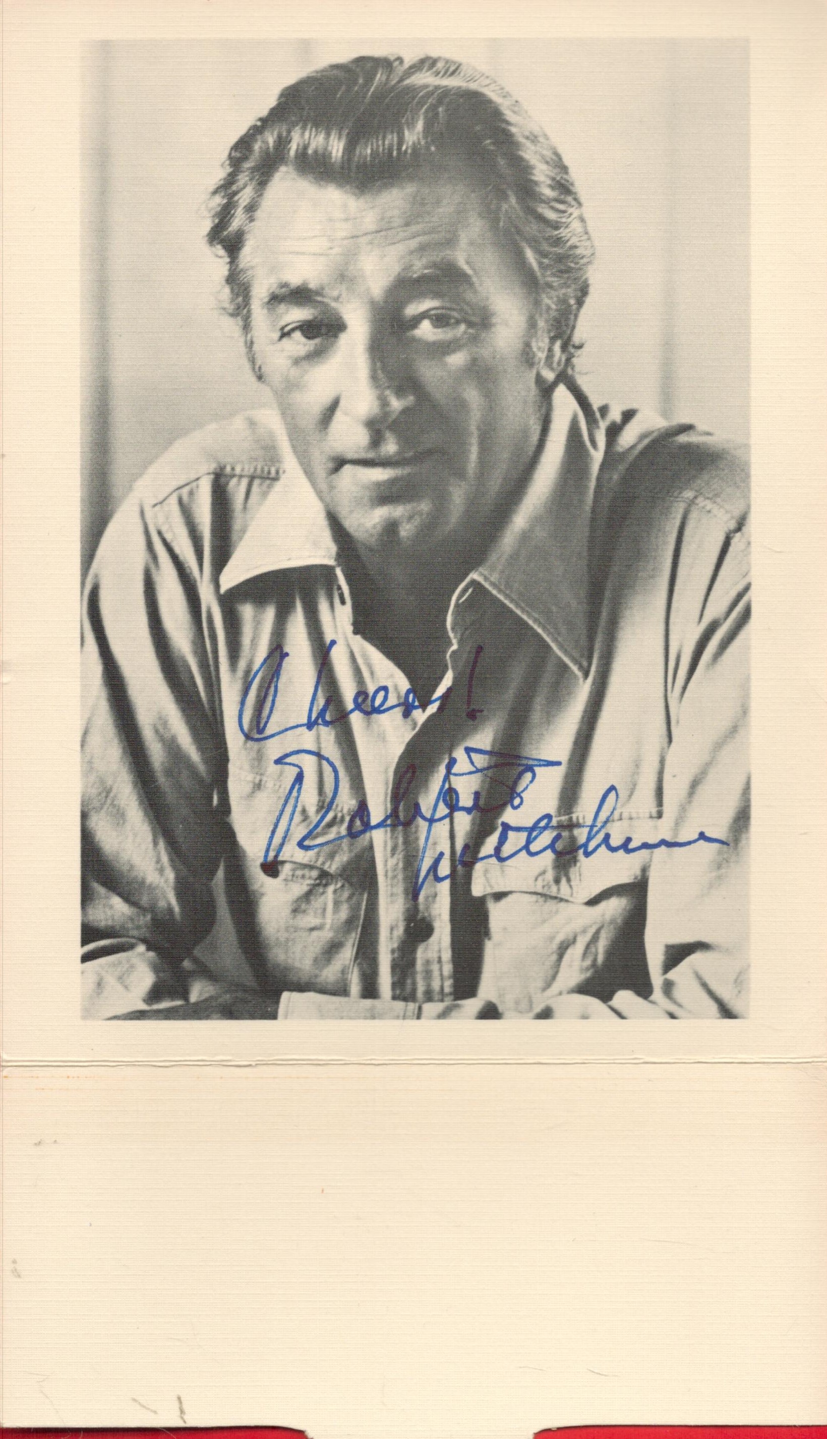 Robert Mitchum Signed Black and White Image in Folded Envelope Sent From USA in 1983. Signed in blue