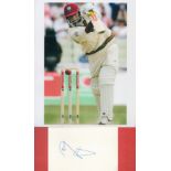 Cricket West Indian Captain Ramnaresh Sarwan Signed Signature Card with Unsigned Colour Photo.