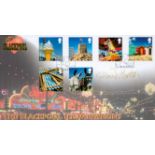 David Morrisey Signed The Blackpool Illuminations First Day Cover. 6 British Stamps with Two 15.
