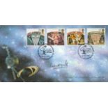 Patrick Moore Signed Space Themed First Day Cover. Four British Stamps with Two 16 Oct 1990