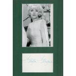 American Actress Stella Stevens Signed Signature Piece with Black and White Photo, Mounted to an