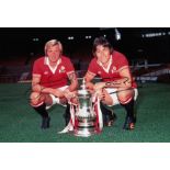 Autographed Man United 12 X 8 Photo colour, Depicting A Wonderful Image Showing Stuart Pearson And