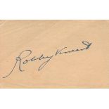 English radio broadcaster and DJ Robby Vincent Signed 4 x 2. 5 inch Signature Page. Signed in Blue