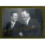 Laurel and Hardy Printed Signatures on a Black and White Trading Card. 1997 River Wye Productions.