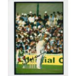 Former England Cricketer David Gower Signed 10x8 inch Colour Photo. Signed in black ink. Good