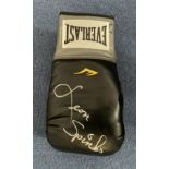 Leon Spinks Signed 14oz Black Everlast Boxing Glove. Signed in Silver ink. Good condition. All