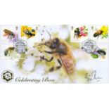 Bill Turnbull Signed Celebrating Bees FDC. Six British Stamps with Two 18. 08. 2015 Postmark. Good