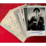 Actors and entertainers, 12 signed pages or photos attached to pages. The artists are (pages): Bonar