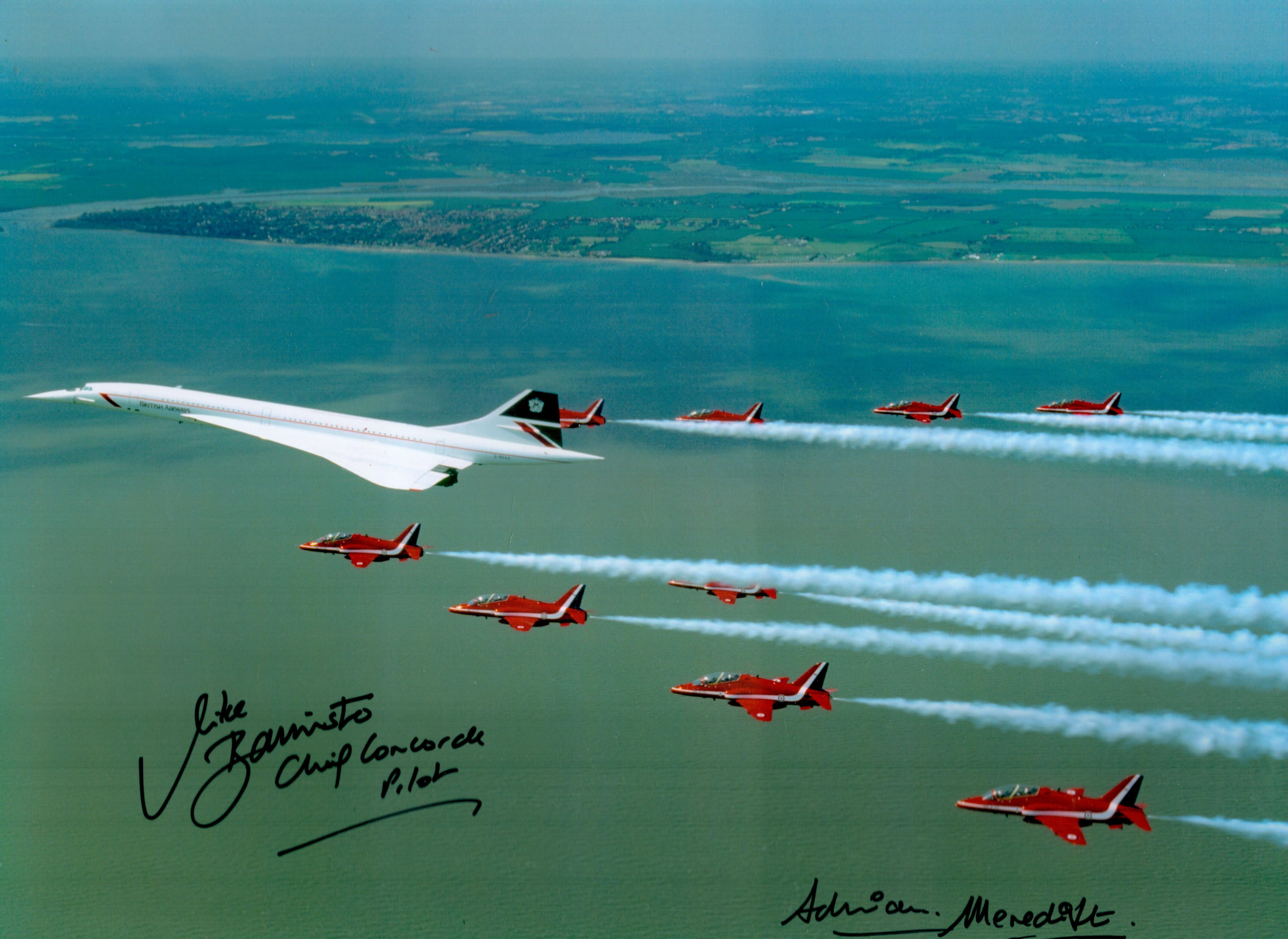 Concorde and Red Arrows Chief Pilot Capt Mike Banister and photographer Adrian Meredith signed