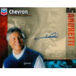 Motor Racing Mario Andretti signed 10 x 8 inch colour Chevron promo photo. Good condition. All