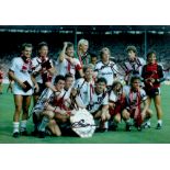 Football Man Utd 1980 Charity Shield multiple signed 12 x 8 inch colour photo. Signatures include