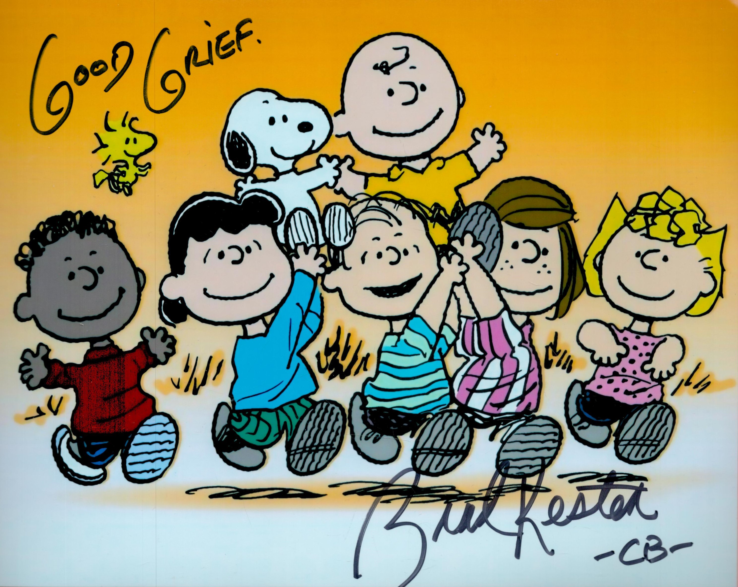 Brad Kesten the voice of Charlie Brown signed 10 x 8 inch colour photo. Good condition. All