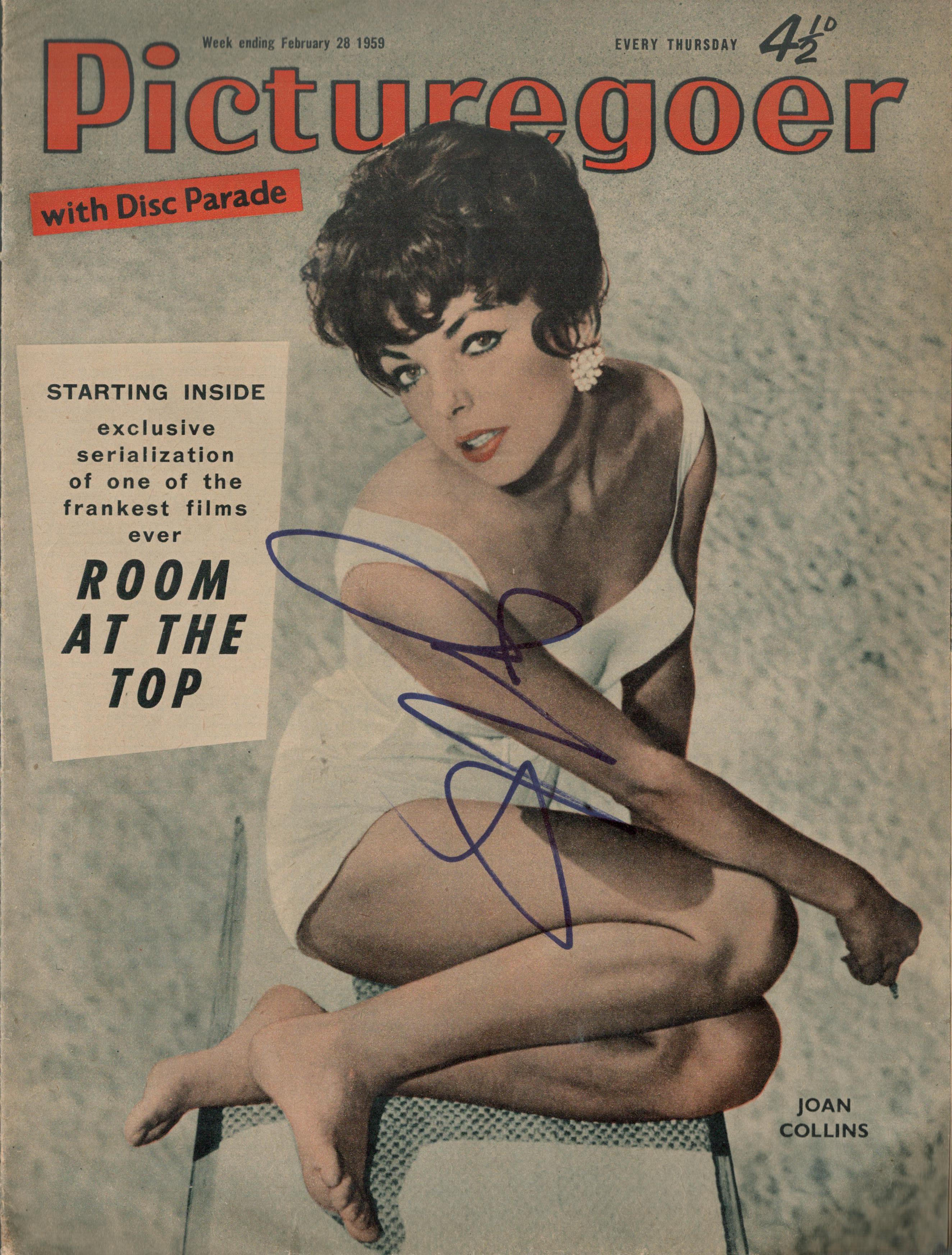 Joan Collins signed Picturegoer vintage magazine dated February 28 1959 signature on. Good