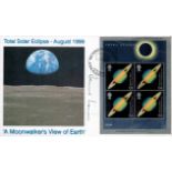 Bernard Lovell signed 1999 Total Eclipse miniature sheet FDC with famous Apollo 8 Earthrise