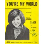CILLA BLACK (1943-2015) Singer vintage 1963 signed 'You're My World'' Sheet Music. Good condition.