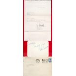 Vidal Sassoon CBE signed card, typed letter from secretary and original mailing envelope. (17