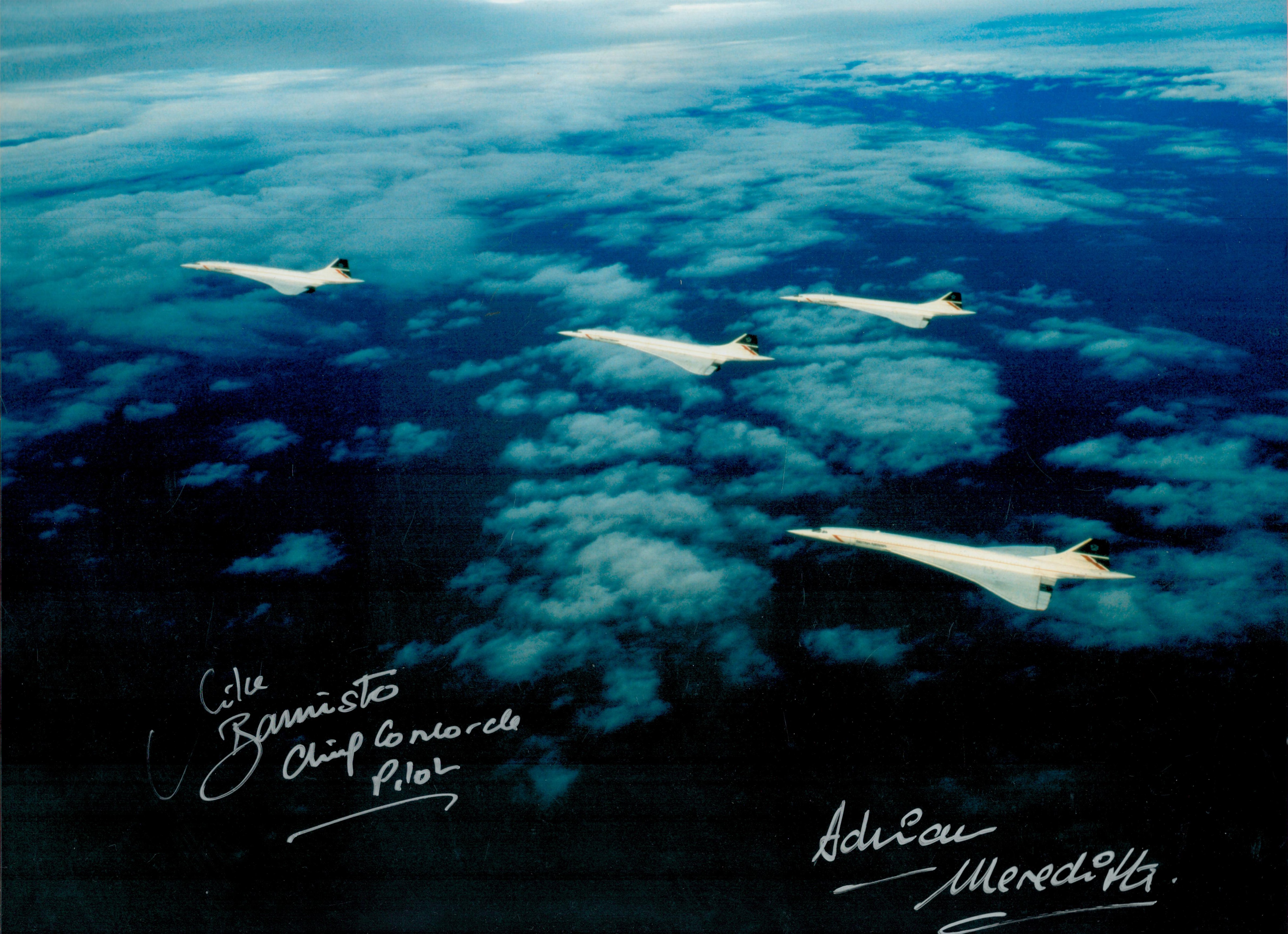Concorde Chief Pilot Capt Mike Banister and photographer Adrian Meredith signed stunning 16 x 12
