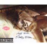 007 Bond girl Shirley Eaton signed and physically kissed Goldfinger photo to leave a lipstick mark