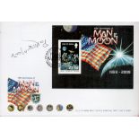 Astronomer Patrick Moore signed 2009, 40th Ann Man on the Moon Isle of Man space FDC. Good