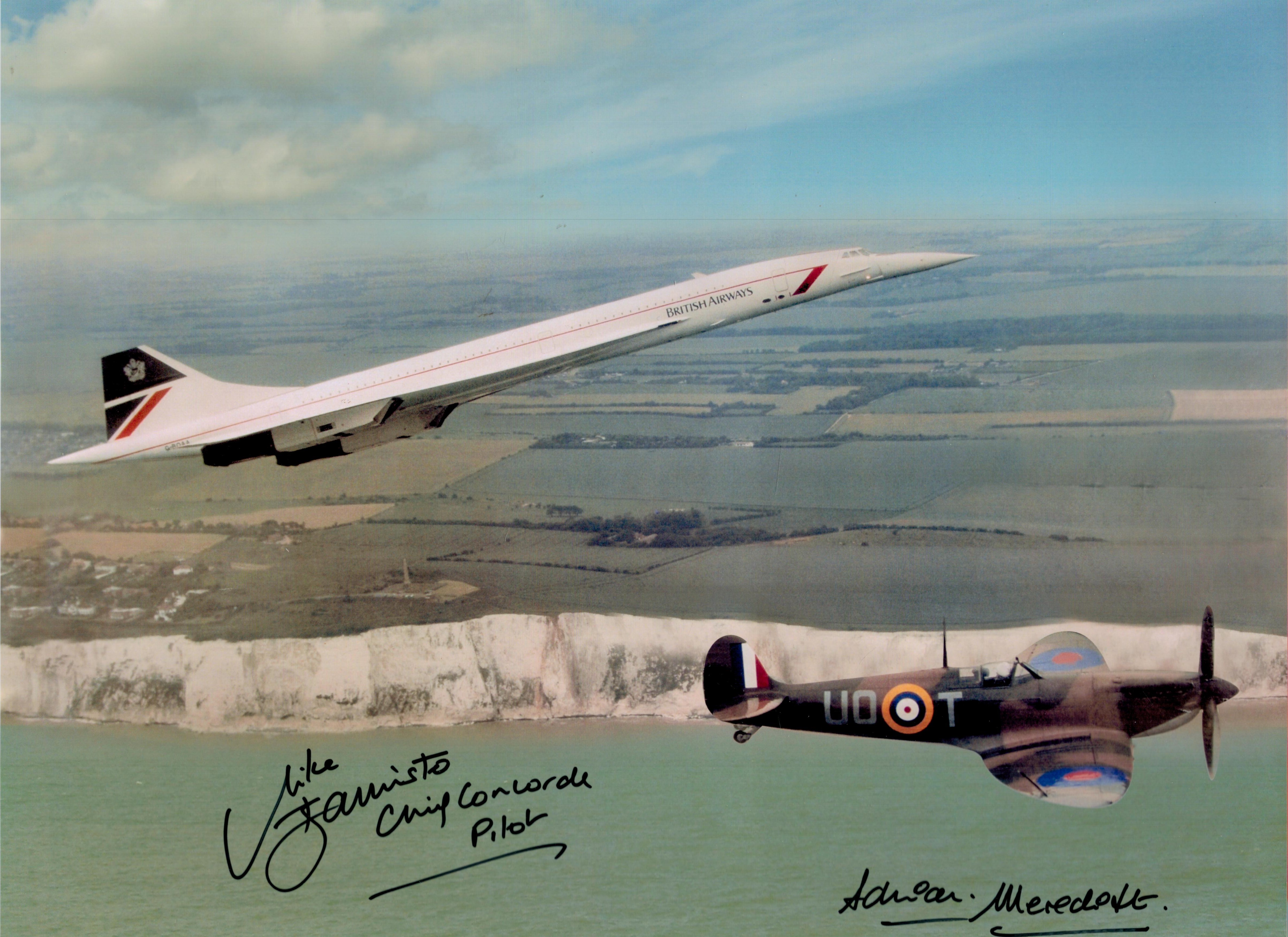 Concorde and Spitfire Chief Pilot Capt Mike Banister and photographer Adrian Meredith signed