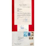Alejandro Agustin Lanusse signed card, typed letter from secretary and original 1971 mailing