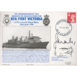 Sarah Duchess of York and 3 Navy VIPs signed 1994 RFA Fort Victoria official Navy cover Series 2 No.