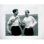 Football Jack Charlton signed super 10 x 8 inch b/w photo of Jack in relaxed pose with Bobby