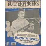 TOMMY STEELE Singer vintage 1957 signed 'Butterfingers'' Sheet Music. Good condition. All autographs