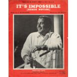 PERRY COMO (1912-2001) Singer vintage 1970 signed 'It's Impossible'' Sheet Music. Good condition.