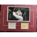Love Story 14x11 inch professionally double mounted display signed by Ryan O'Neal and Ali McGraw.