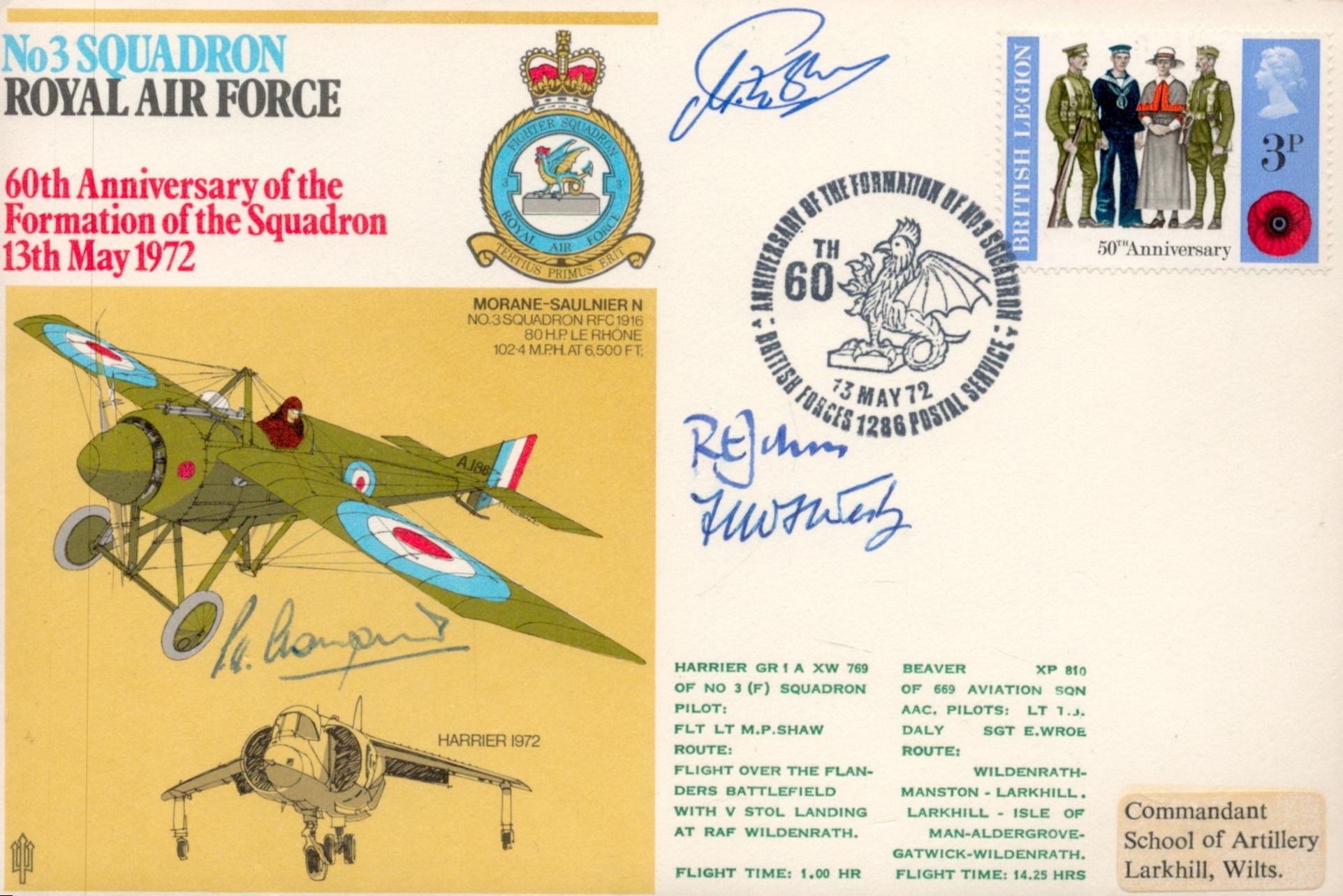 Great War Victoria Cross winner Air Cdre Fred West VC signed 3 sqn RAF cover. Rare variety also