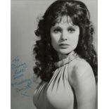 Bond Girl, Madeline Smith signed 10x8 black and white photograph dedicated to Barry, signed in