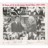 Desmond Llewelyn signed 7x7 montage commemorative photo card, dedicated to Cliff. This lovely