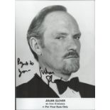 Actor, Julian Glover signed 8x6 black and white promo photograph pictured during his role as