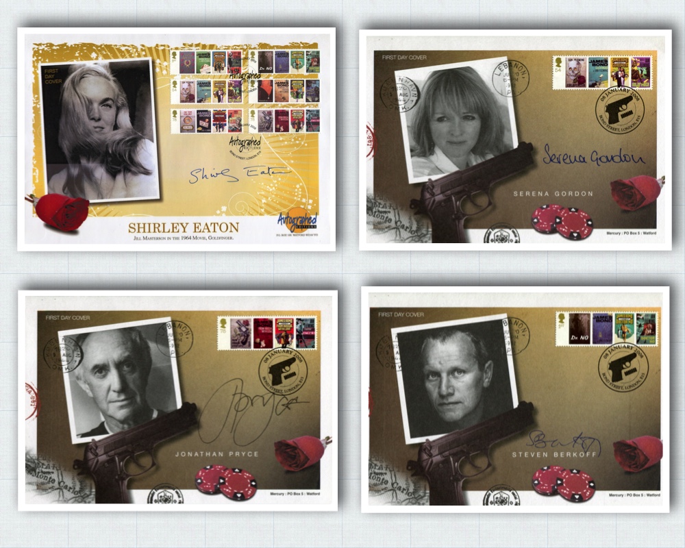 007 James Bond collection of seven commemorative envelopes, each dedicated to and signed by the