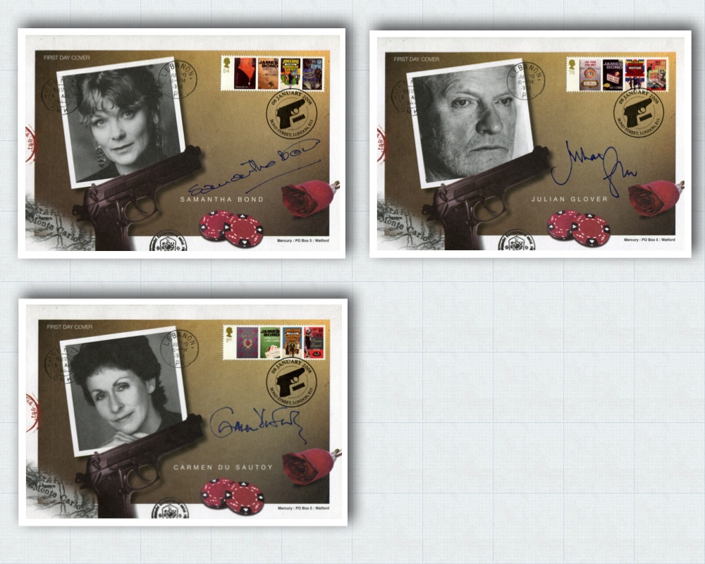 007 James Bond collection of seven commemorative envelopes, each dedicated to and signed by the - Image 2 of 2