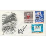Space Signed Mans First Landing On The Moon July 20th 1969 First Day Cover. Three Liberia Stamps
