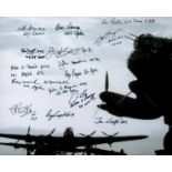 World War II Lancaster multi signed 10x8 black and white photo includes 15 Bomber command veterans