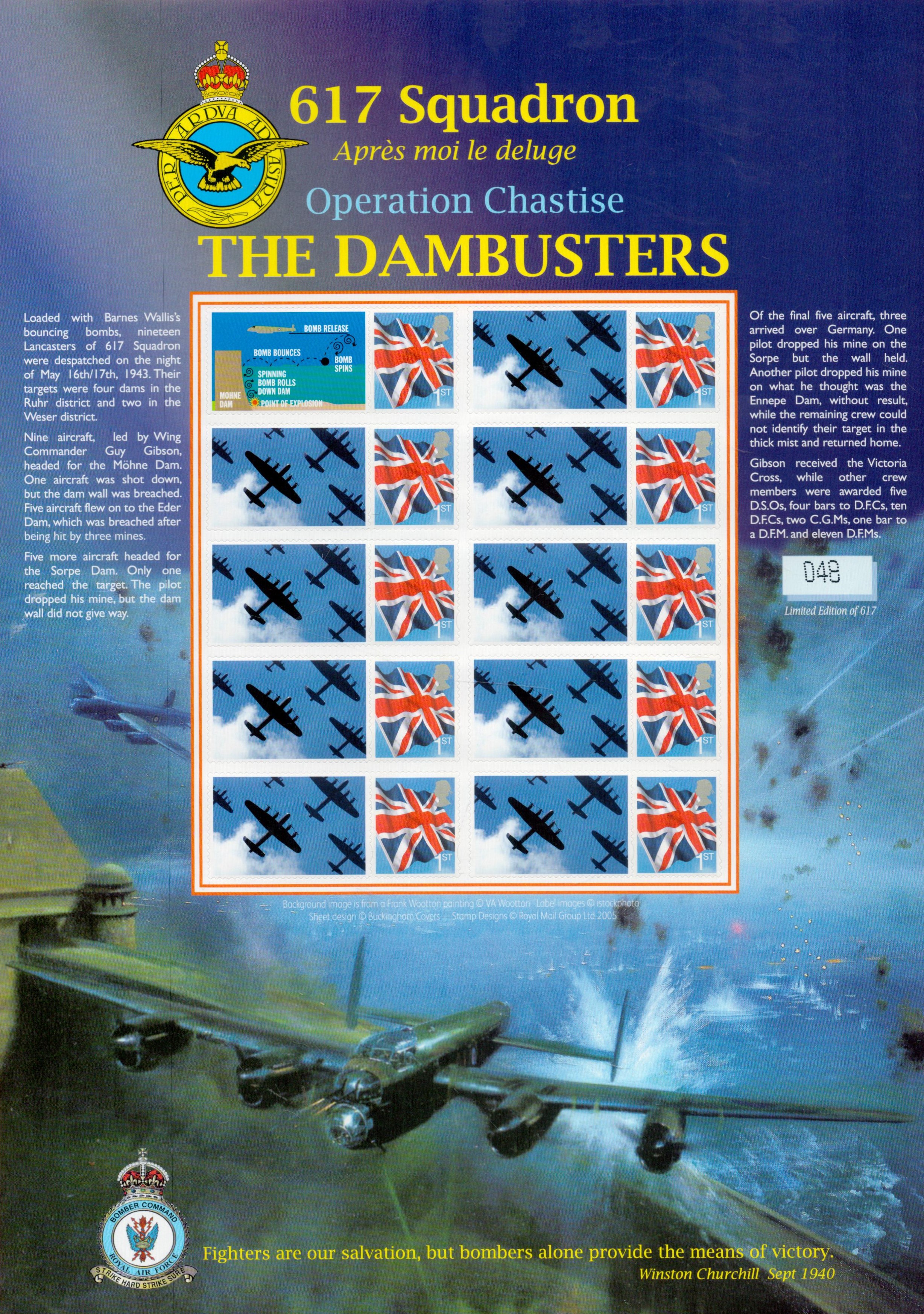 WW2 Dambusters and Battle of Britain Collection of Mint Stamp Sheets. 5 Sheets of 10 Stamps. All - Image 3 of 3