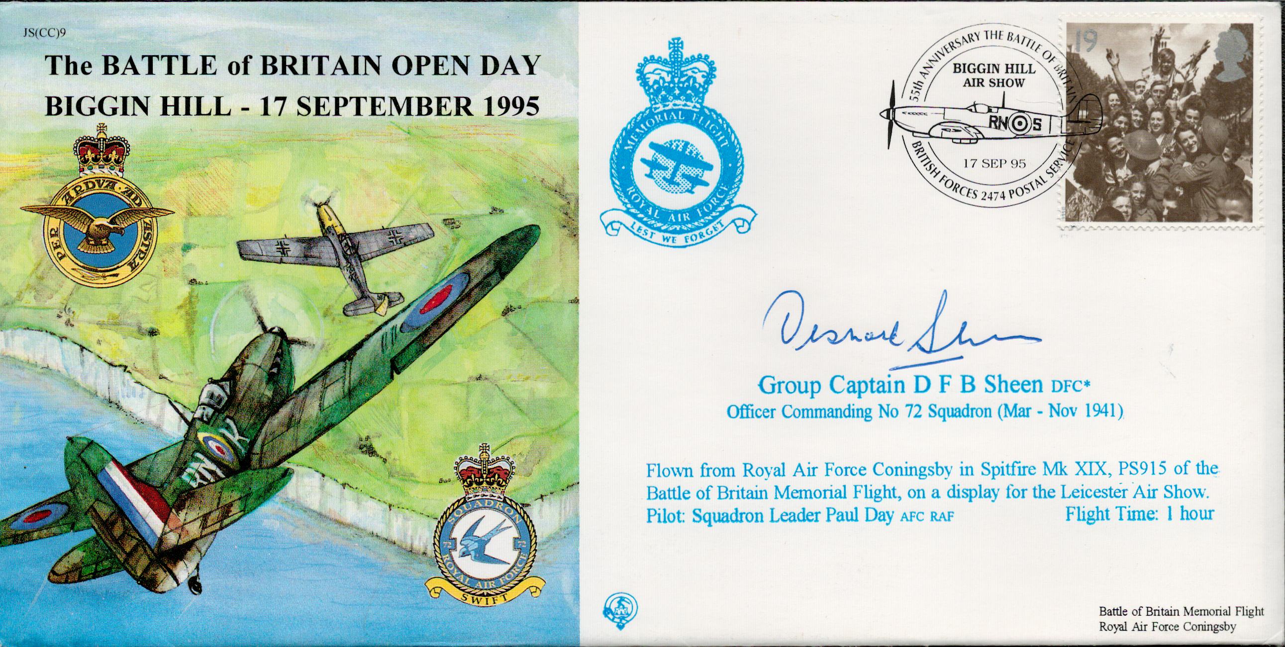 WW2 Grp Capt DFB Sheen DFC Signed The Battle of Britain Open Day Biggin Hill- 17th September 1995