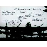 World War II Lancaster multi signed 8x6 black and white photo includes 8 Bomber Command veterans