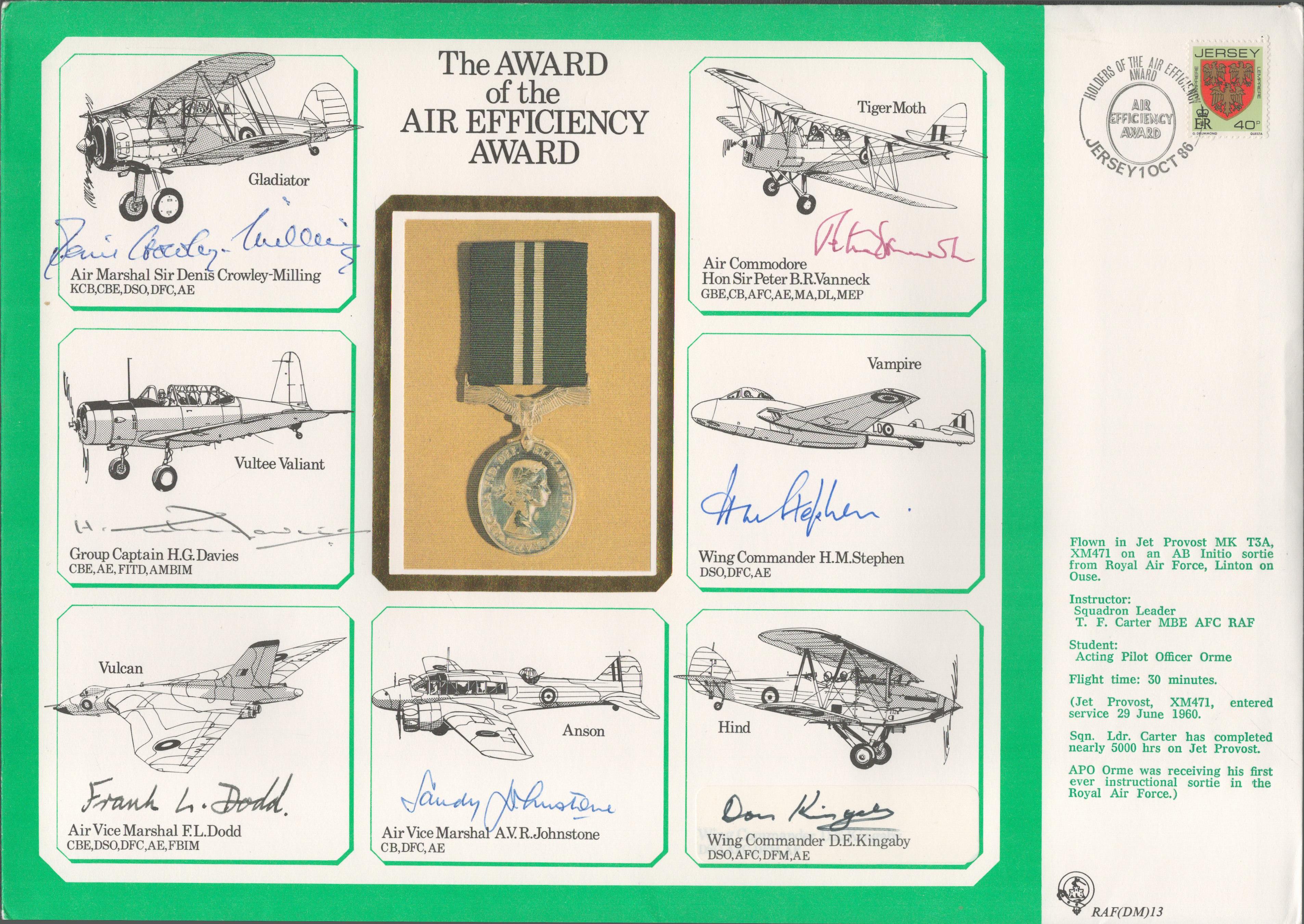 WW2 Don Kingaby rare Battle of Britain pilot signed Air Efficiency Award cover, A4 size signed