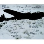 World War II Lancaster RAF multi signed 10x8 black and white photo includes 15 Bomber command