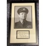 WW2 Air Cdre John Whitworth, CB, DSO, DFC Signed Signature Piece, With Photo, Mounted Professionally