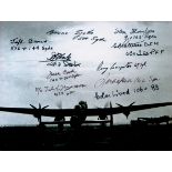World War II Lancaster Multi signed 6 x 8 black and white photo. Signed by 10 Bomber Command